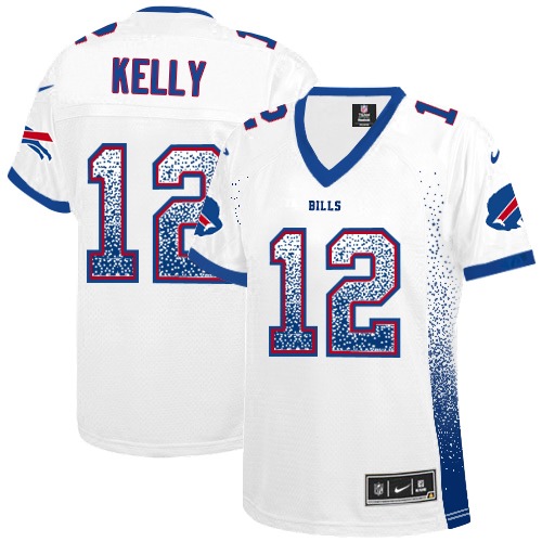 Women's Elite Jim Kelly Nike Jersey White - #12 Drift Fashion NFL Buffalo Bills